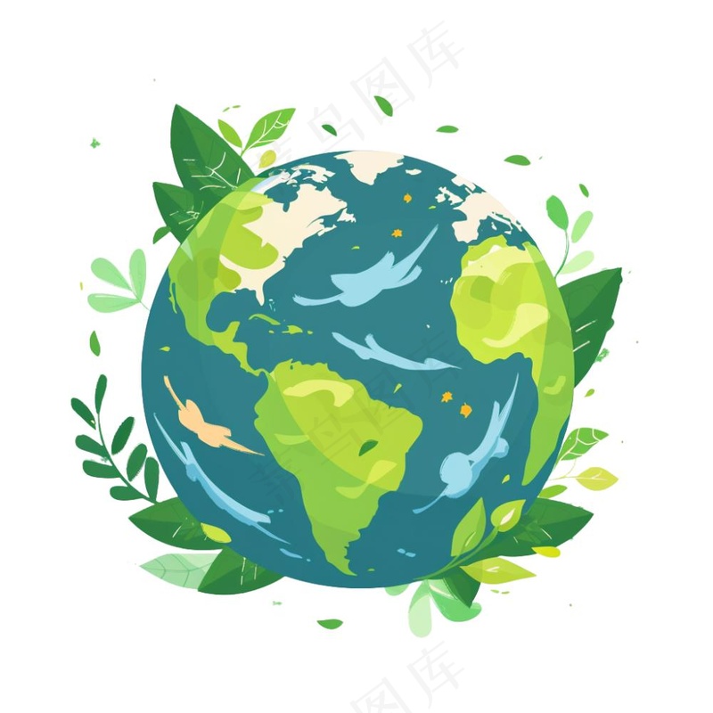 世界地球保护环境绿色卡通插画免抠