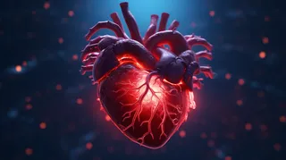 人类心脏的3D模型红色动脉和静脉渲染图