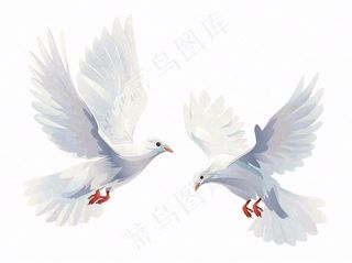 飞鸽白鸽和平鸽鸟卡通插画免抠