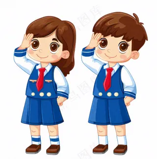 学生校服青少年卡通人物插画免抠