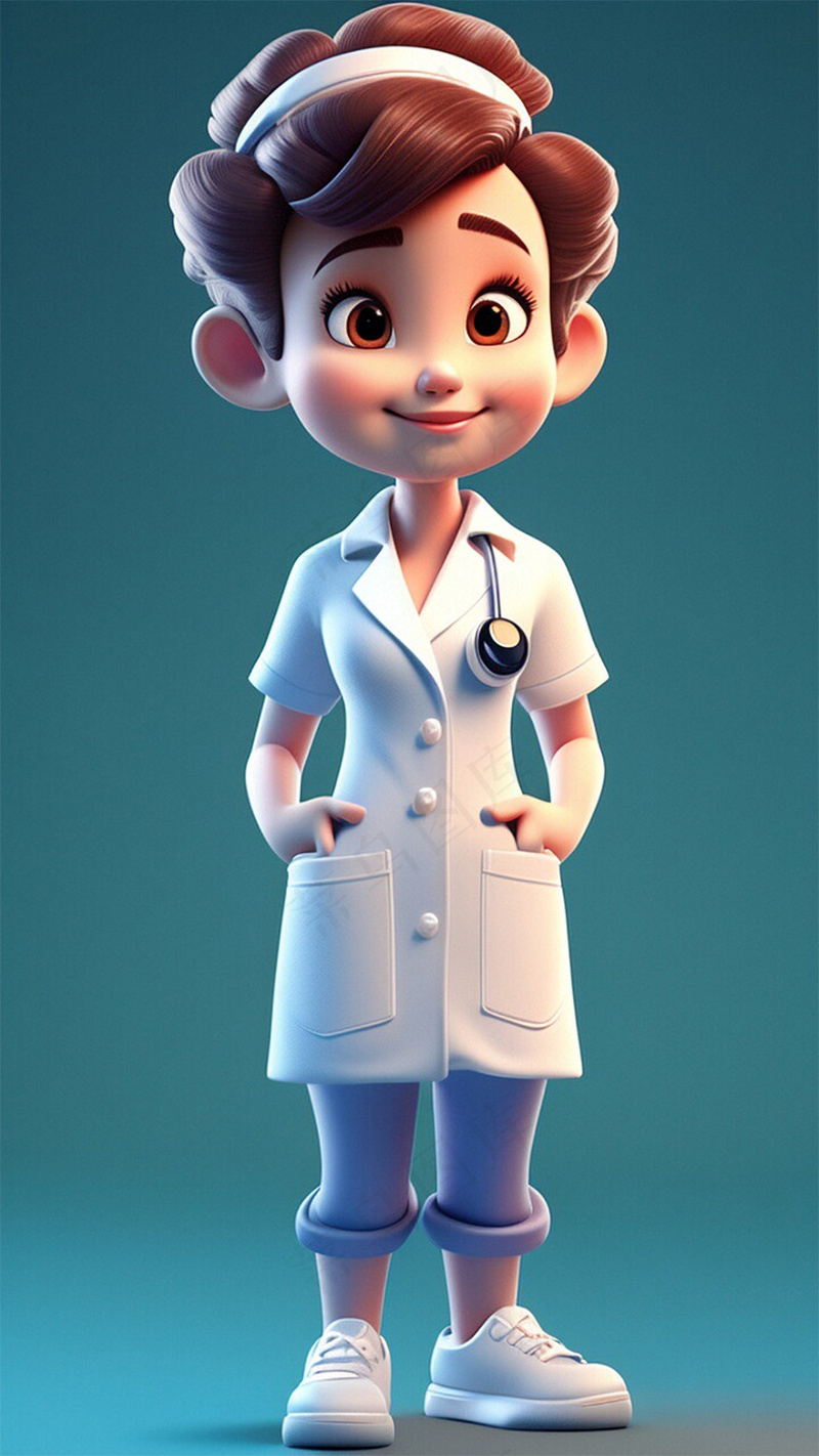 护士3D卡通人物女性1