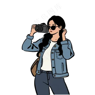 拍照女生 女摄影师 免抠透明底 (5)