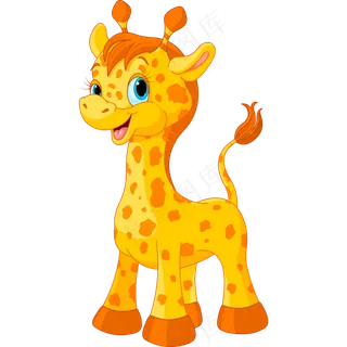 免抠微笑的卡通长颈鹿