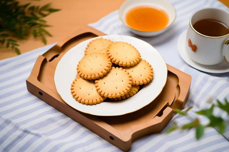 营养早餐日式小圆饼喝茶摄影图(4032x2688)