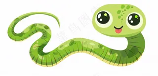 蛇爬行动物十二生肖绿色卡通插画免抠