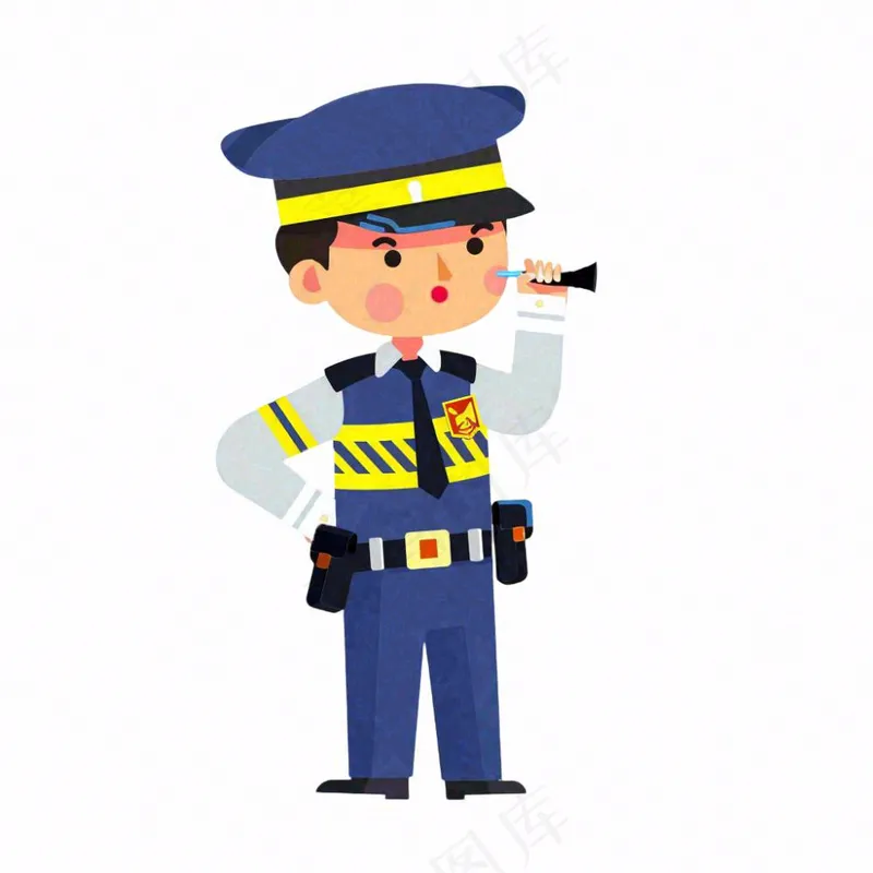 交警警察交通指挥劳动人物卡通插画免抠(1024x1024)