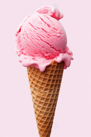 粉色冰淇淋球蛋筒摄影图