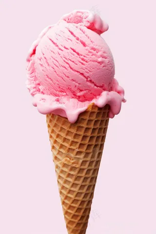 粉色冰淇淋球蛋筒摄影图