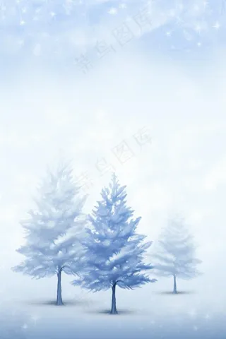 雪景树白色雪地背景