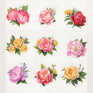 红色黄色粉色玫瑰花免抠素材71