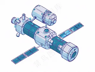 卫星探测器航空卡通插画免抠