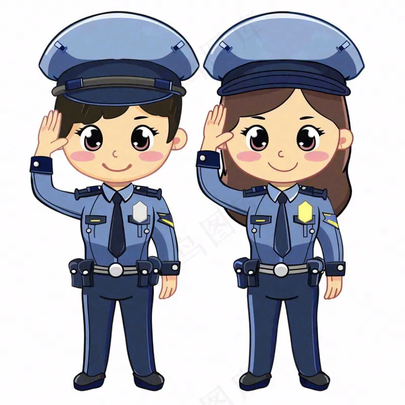 警察辅警公职劳动人物卡通插画免抠(1024x1024)