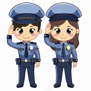 警察辅警公职劳动人物卡通插画免抠