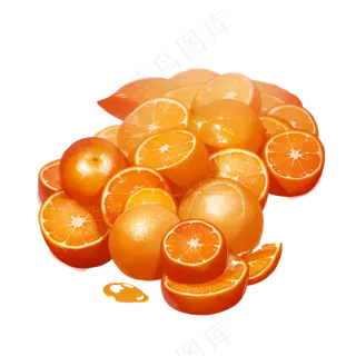 橙色 手绘 橙子 免抠 素材11