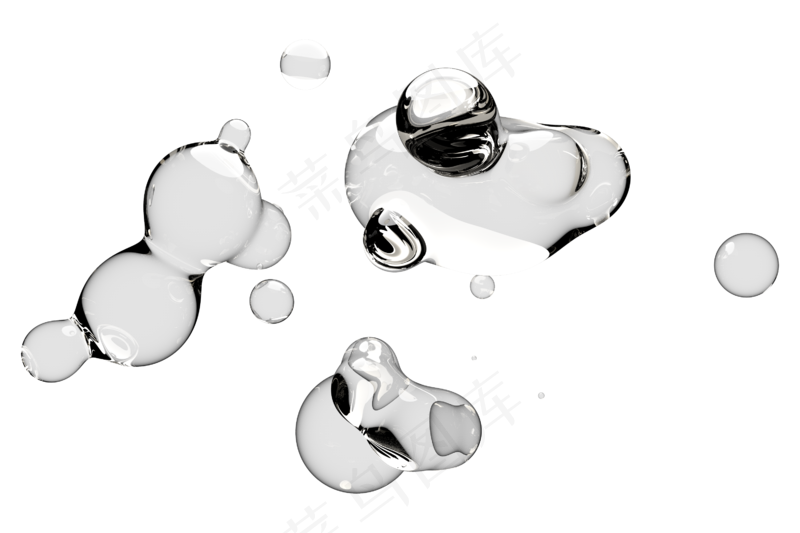 高清日系极简逼真透明水滴液体气泡水珠空气感png免扣素材 (