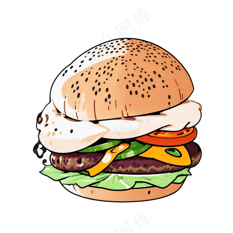 汉堡多层简约插画清新可爱食物