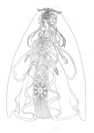 古风线稿丨PPT插画丨手绘线稿丨国风美女034