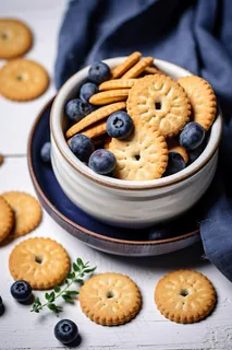 蓝莓饼干小圆饼摄影图