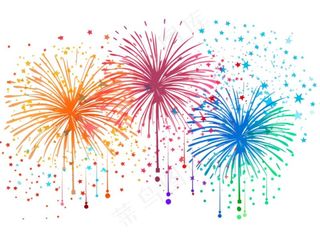 绽放烟花彩色免抠