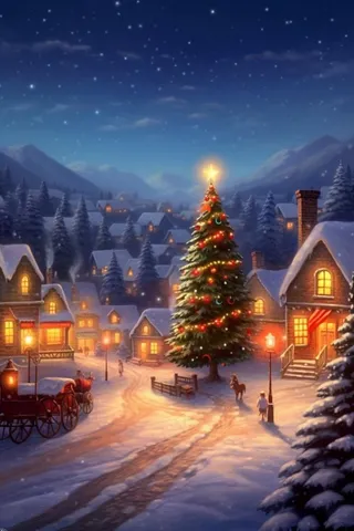 雪景夜晚小屋圣诞雪路背景