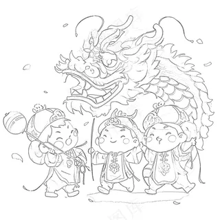 新年舞龙儿童画图片素材 (6) 新年舞龙儿童画图片素材 (6)
