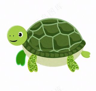 乌龟绿王八动物卡通插画免抠