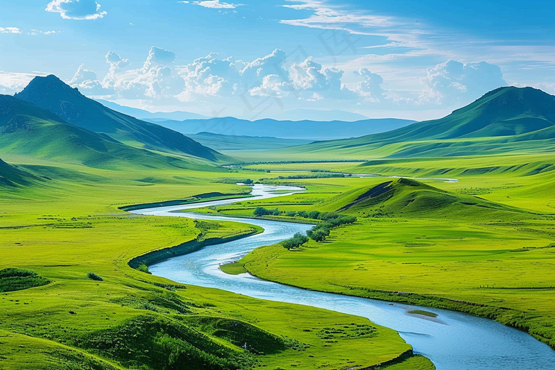 绿色湿地河流大自然风景摄影图(4032x2688)
