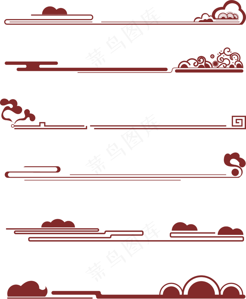 山水波浪祥云中式国风线条115免扣素材