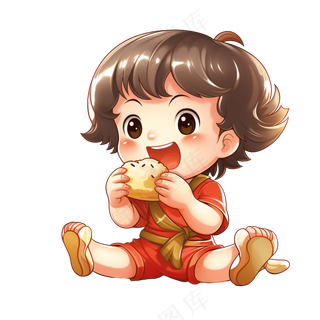 小年民俗吃糖瓜粘福娃儿童吃糖瓜年俗场景