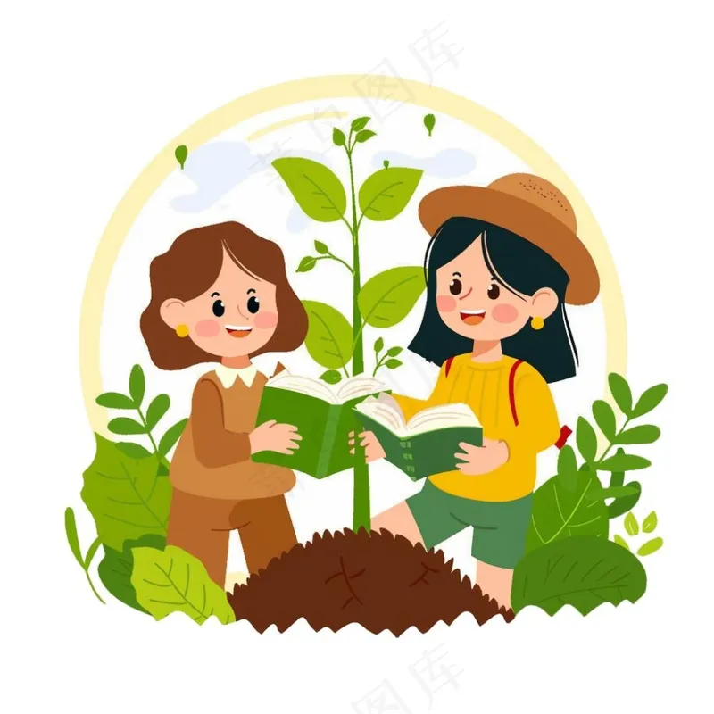 世界地球保护环境绿色卡通插画免抠(1024x1024)