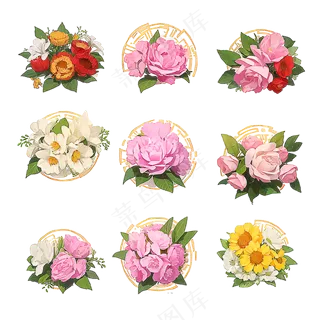 红色黄色粉色玫瑰花免抠素材52