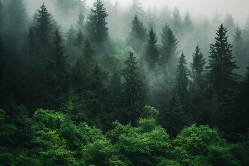 森林阴雨连绵雾气摄影图