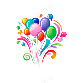 免抠卡通多个彩色气球