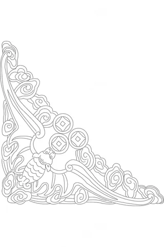 影壁墙福到眼前角花