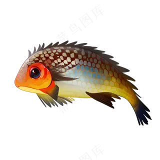 黄色卡通手绘鱼免抠素材21