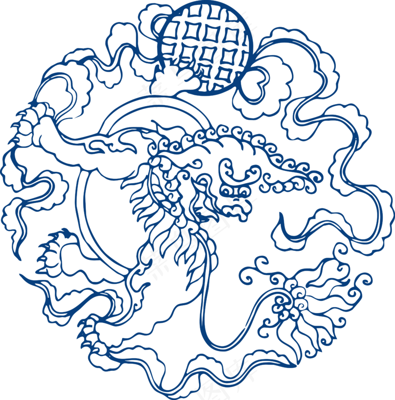 古代青花瓷图案花纹中国风图案祥云纹理传统图腾矢量AI设计素材
