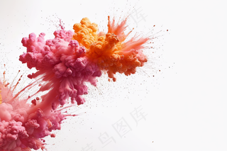 橙色粉色烟雾白色背景爆炸图片