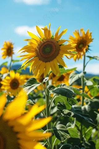 向日葵向阳鲜花摄影图