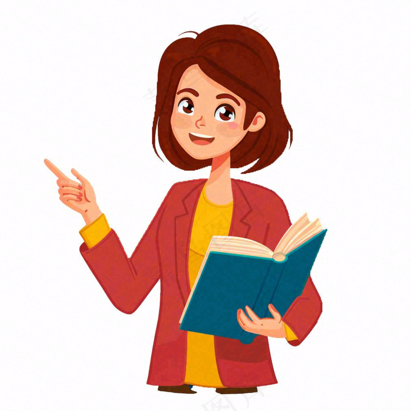 教书教师老师卡通人物插画免抠