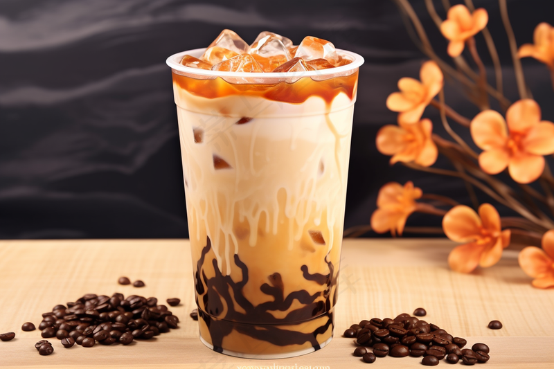 焦糖珍珠奶茶波霸奶茶夏日冰镇饮料摄影图(4032x2688)