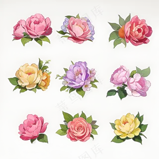 红色黄色粉色玫瑰花免抠素材79