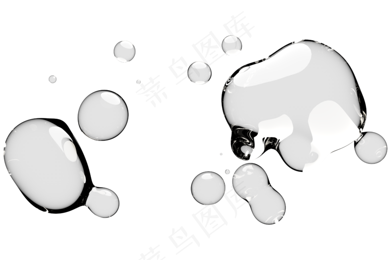 高清日系极简逼真透明水滴液体气泡水珠空气感png免扣素材 (
