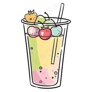 免扣夏天梦幻彩色卡通气泡水