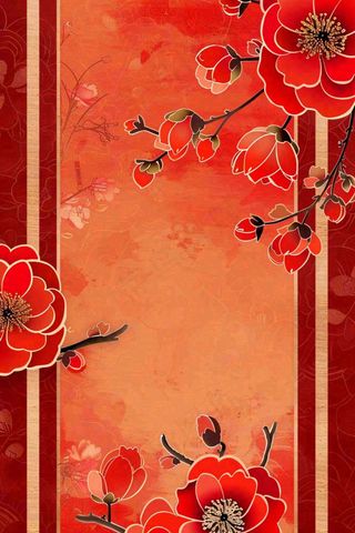 新年新春梅花灯笼喜庆剪贴画背景