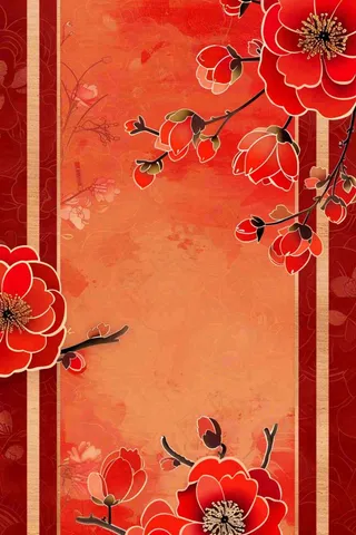 新年新春梅花灯笼喜庆剪贴画背景