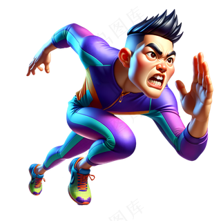 男子短跑运动员 3D卡通