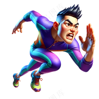 男子短跑运动员 3D卡通