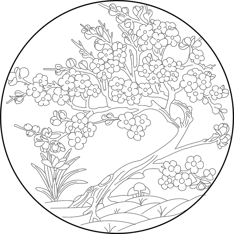 梅花圆形雕刻图cdr矢量模版下载