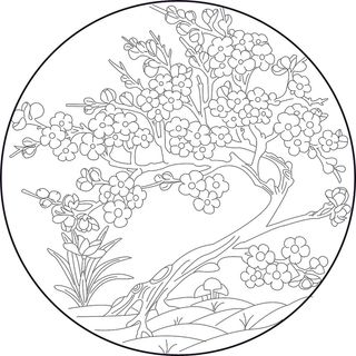 梅花圆形雕刻图