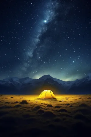 星空下的帐篷露营野外摄影图 